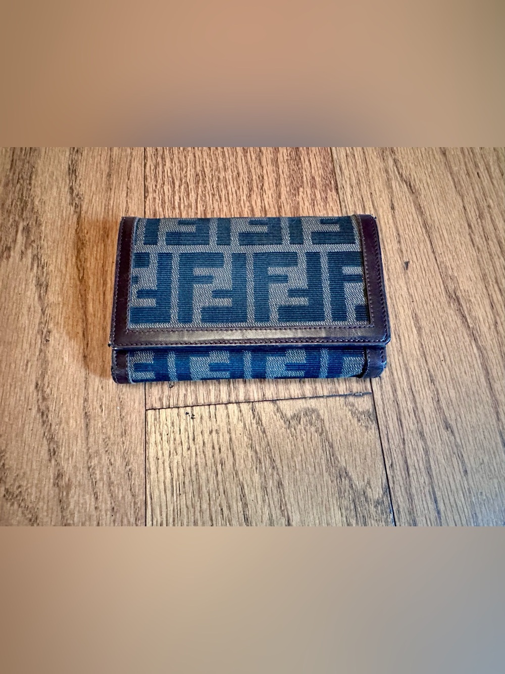 Fendi Zucca foldover canvas and leather wallet